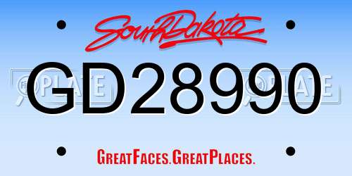 GD28990 South Dakota License Plate