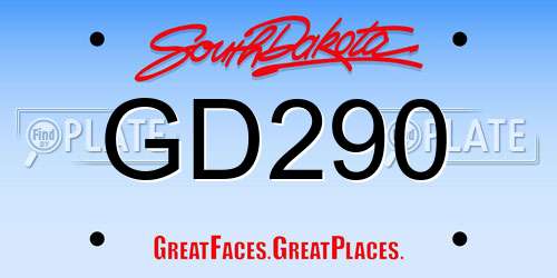 GD290 South Dakota License Plate