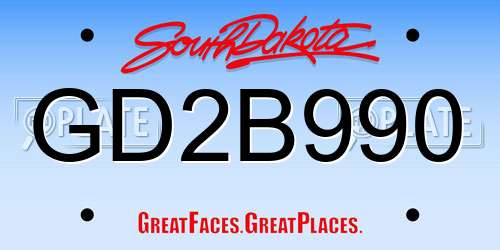 GD2B990 South Dakota License Plate