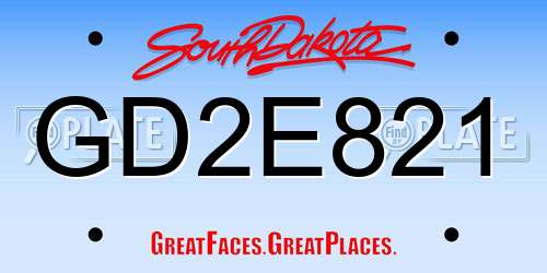 GD2E821 South Dakota License Plate