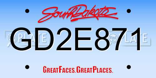 GD2E871 South Dakota License Plate