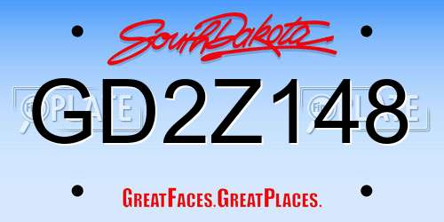 GD2Z148 South Dakota License Plate