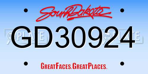 GD30924 South Dakota License Plate