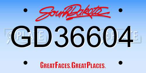 GD36604 South Dakota License Plate