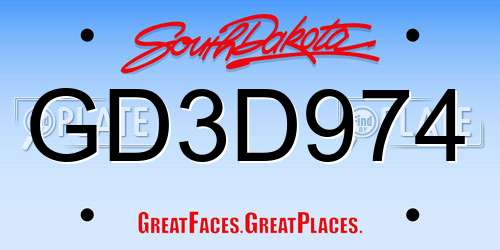 GD3D974 South Dakota License Plate