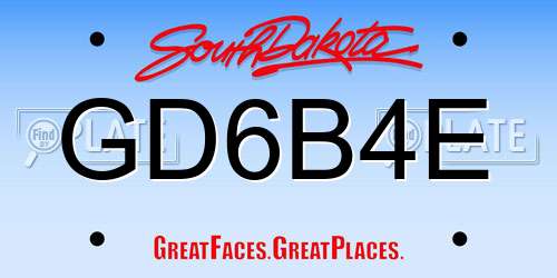 GD6B4E South Dakota License Plate