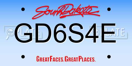 GD6S4E South Dakota License Plate