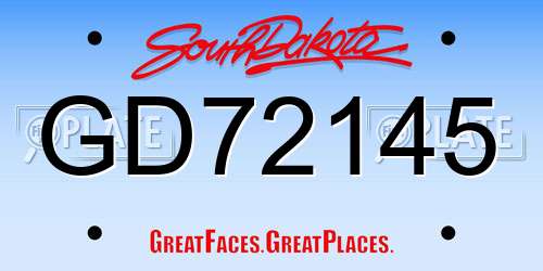 GD72145 South Dakota License Plate