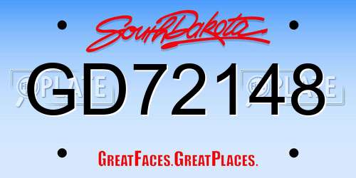 GD72148 South Dakota License Plate