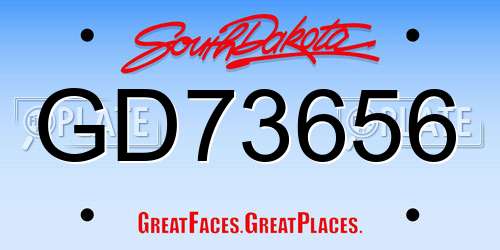 GD73656 South Dakota License Plate