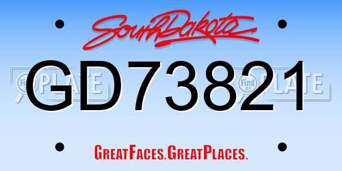 GD73821 South Dakota License Plate