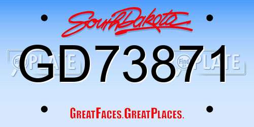 GD73871 South Dakota License Plate