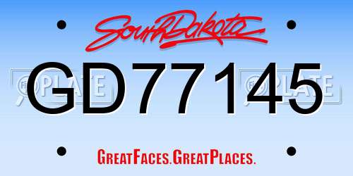 GD77145 South Dakota License Plate