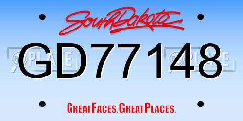 GD77148 South Dakota License Plate