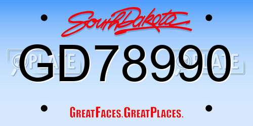 GD78990 South Dakota License Plate