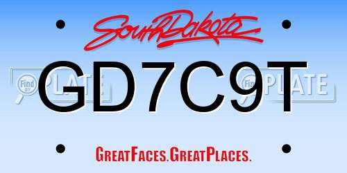 GD7C9T South Dakota License Plate