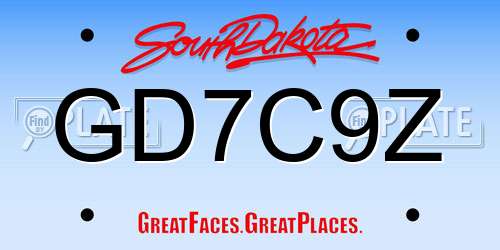 GD7C9Z South Dakota License Plate