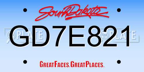 GD7E821 South Dakota License Plate