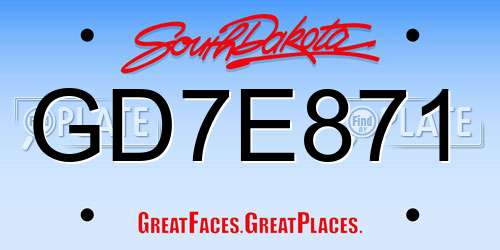 GD7E871 South Dakota License Plate