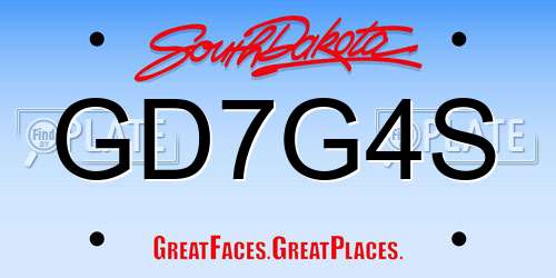 GD7G4S South Dakota License Plate