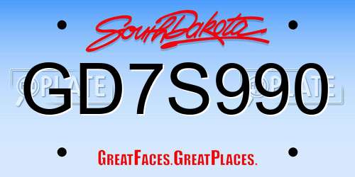 GD7S990 South Dakota License Plate