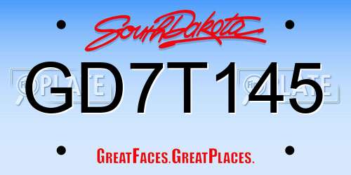 GD7T145 South Dakota License Plate