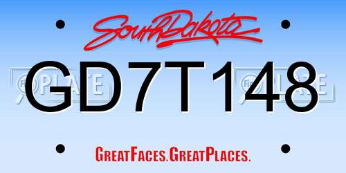 GD7T148 South Dakota License Plate
