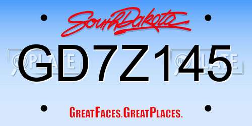 GD7Z145 South Dakota License Plate