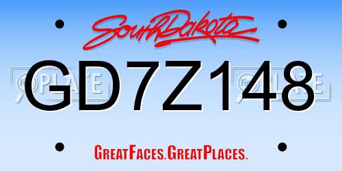GD7Z148 South Dakota License Plate