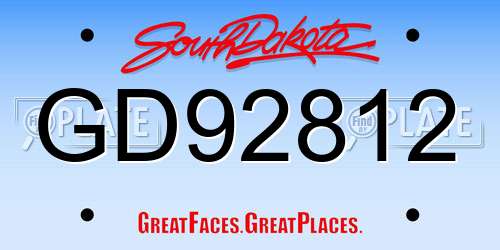 GD92812 South Dakota License Plate