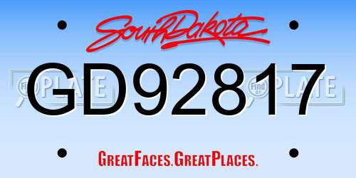 GD92817 South Dakota License Plate