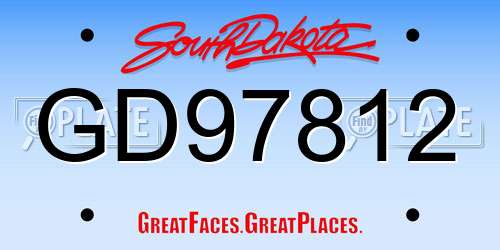 GD97812 South Dakota License Plate