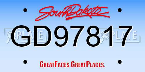 GD97817 South Dakota License Plate