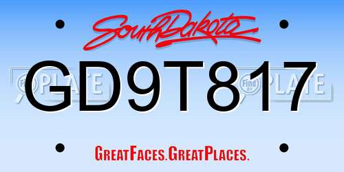 GD9T817 South Dakota License Plate