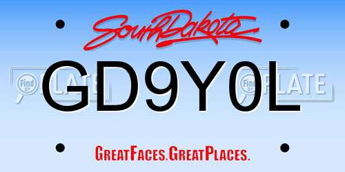 GD9Y0L South Dakota License Plate