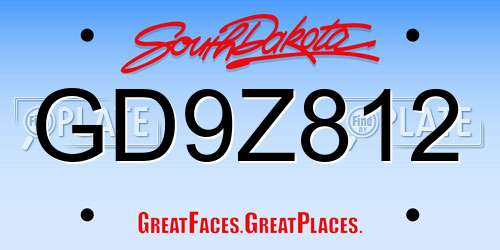 GD9Z812 South Dakota License Plate