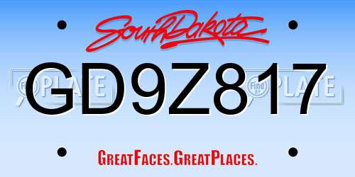 GD9Z817 South Dakota License Plate