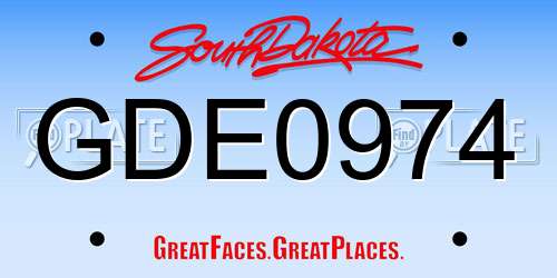 GDE0974 South Dakota License Plate