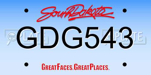 GDG543 South Dakota License Plate