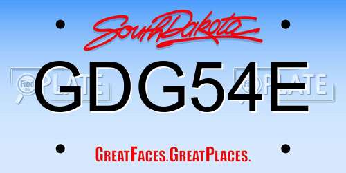 GDG54E South Dakota License Plate