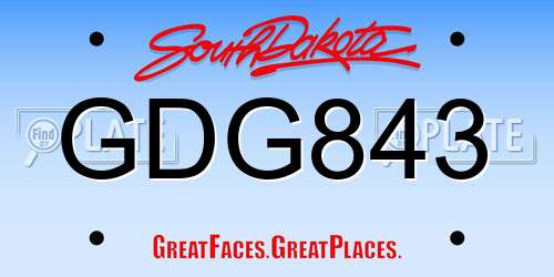 GDG843 South Dakota License Plate