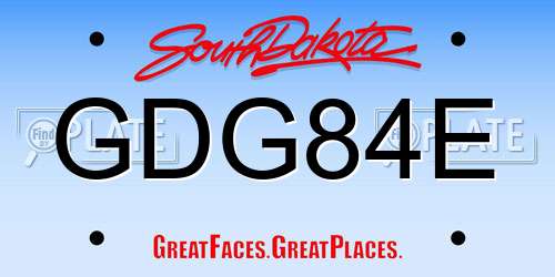 GDG84E South Dakota License Plate