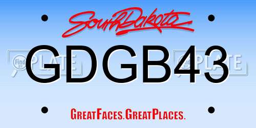 GDGB43 South Dakota License Plate