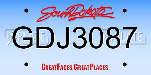 GDJ3087 South Dakota License Plate