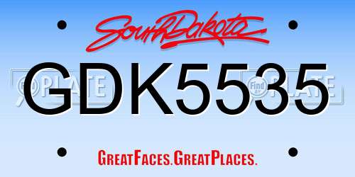 GDK5535 South Dakota License Plate