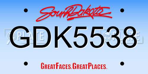 GDK5538 South Dakota License Plate