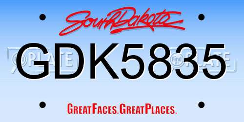 GDK5835 South Dakota License Plate