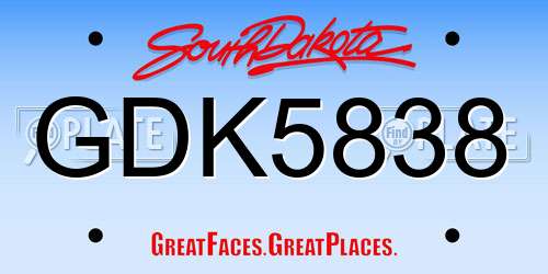 GDK5838 South Dakota License Plate