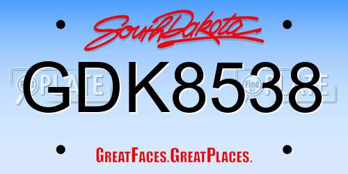 GDK8538 South Dakota License Plate