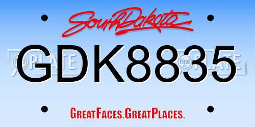 GDK8835 South Dakota License Plate